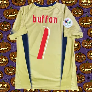2006 FIFA World Cup Italian Goalkeeper Gold jersey No.1 Buffon goalkeeper retro short sleeved football jersey