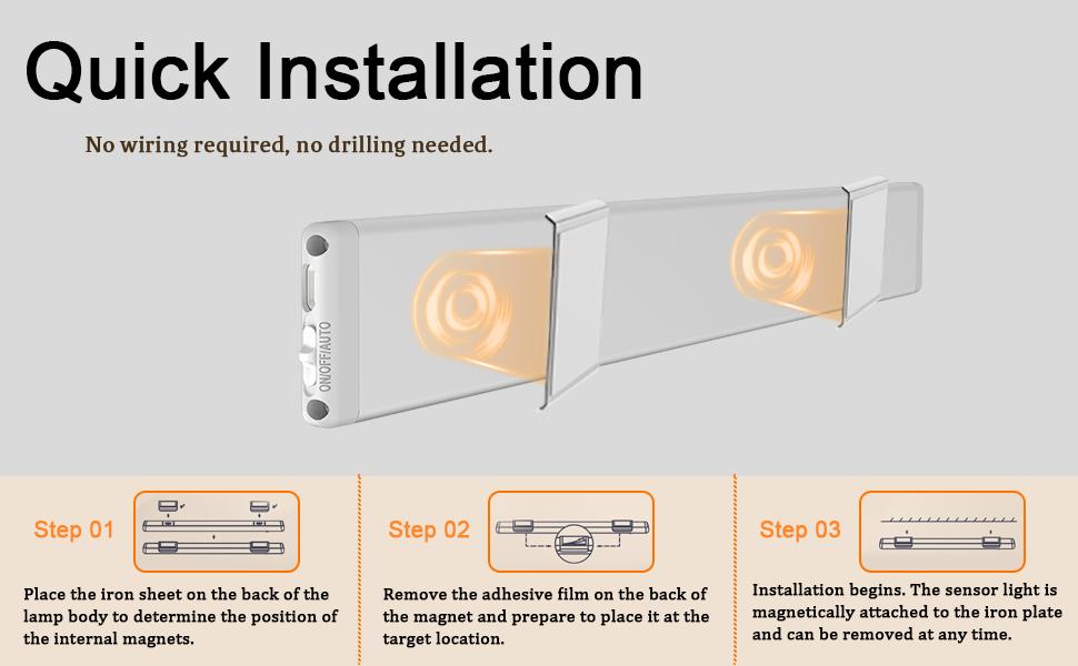 Magnetic Installation Dimmable Lights, 1500mAh USB Rechargeable Light, Motion Sensor Night Light Indoor, Under Cabinet Lights for Kitchen, Wardrobe, Pantry, Closet, Coffee Corner, Bathroom, Stairs, Hallway, Sink Cabinet, Laundry Room, Tool Room, Garage