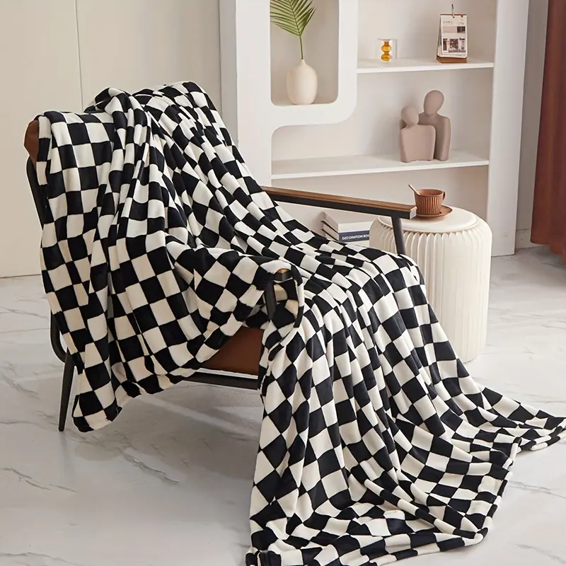 1pc American Thickened Blanket Warm Checkered Flannel Blanket Living Room Bedroom Sofa Comfortable Soft All Season Blanket