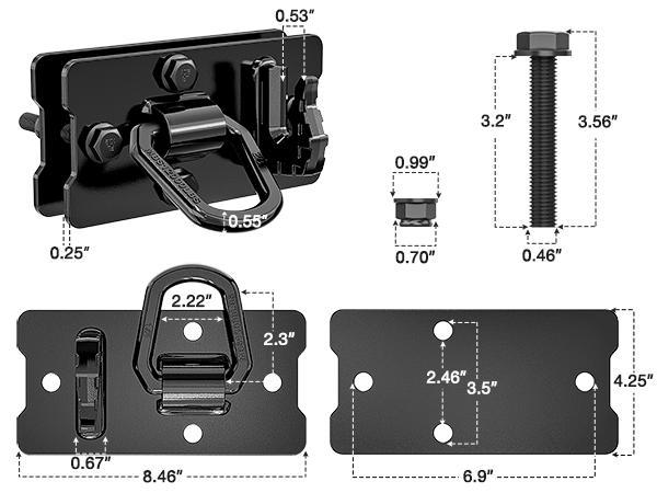 Nilight 2PCS Tractor Bucket Hooks with Tie Down Ring, Grade 70 Grade Forged Steel Bolt-On Grab Hook with Back Plates for Tractor Bucket RV UTV Truck MBS 15000 lbs, Black Organiser