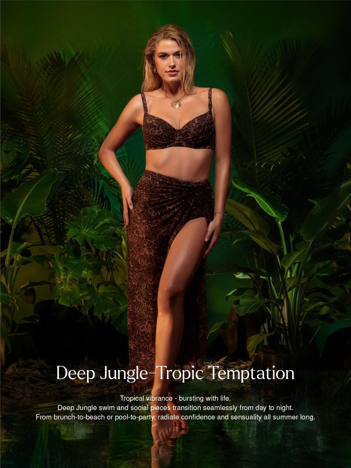 Popilush Shapewear Ruched Tummy Control Bikini Bra & Underwear Swimwear Beachwear Leopard Print Fashion Beach Outfits