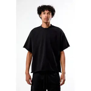 Pacsun Men's Black Heavyweight Cropped T-Shirt