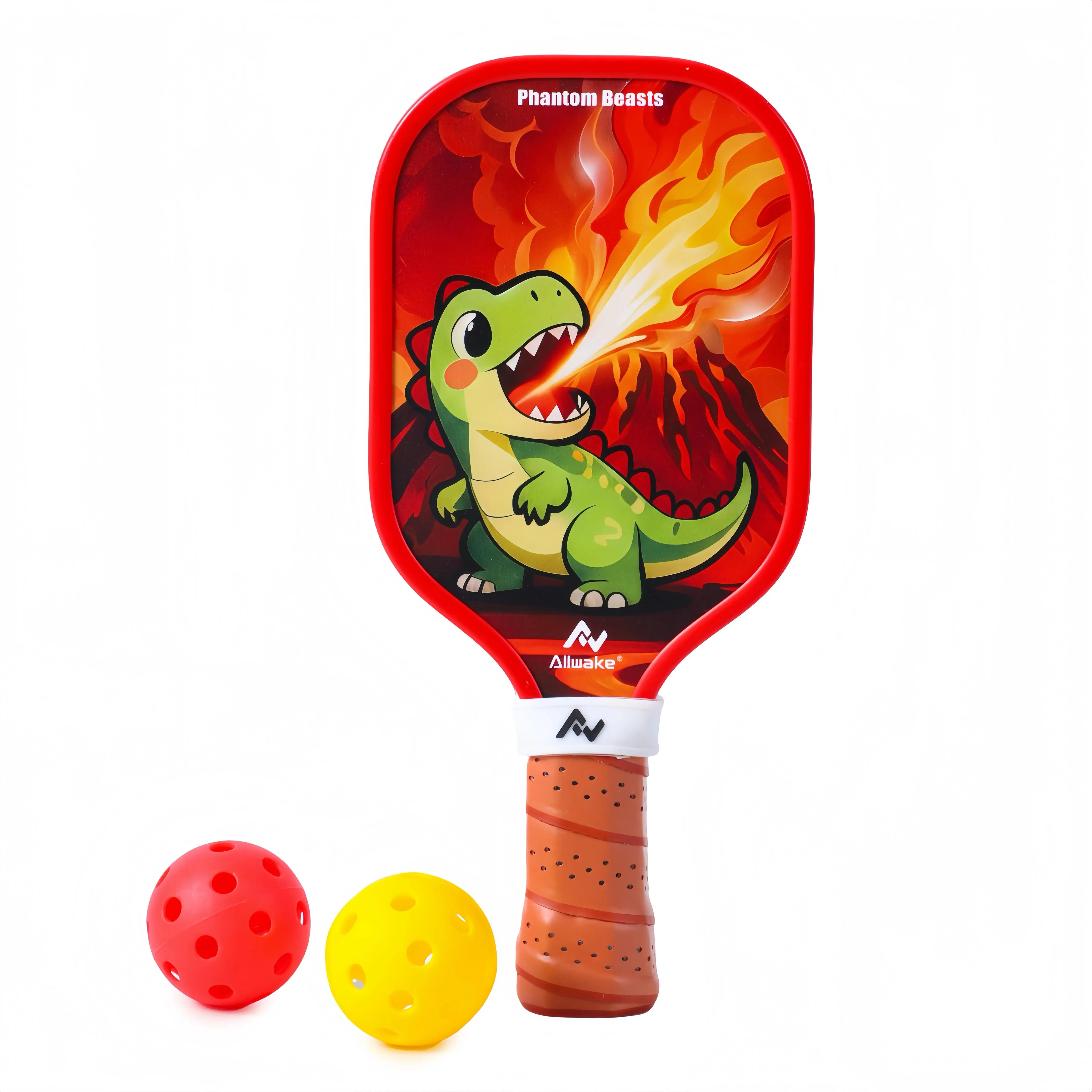 ALLWAKE Pickle Ball Paddle Set for Boys & Girls, Lightweight Mini Design with Small Grip, Includes 1 Graphic Paddle & 2 Balls for Family Games, Pickleball, Mini Paddle Set