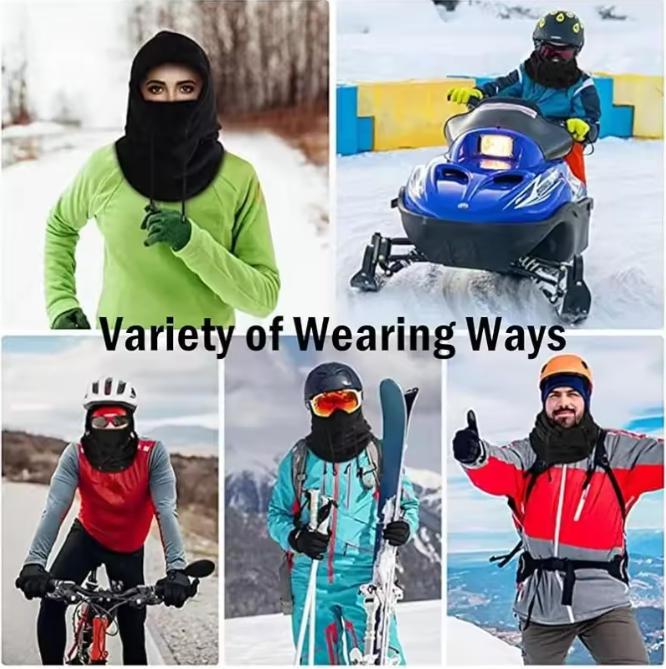 3-in-1 Windproof Balaclava Hat Mask Neck Warmer Winter Warm Cycling Skiing Protection Cold Weather Outdoor Sports Unisex Fleece-lined Thickened for Extra Warmth