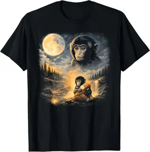 Punch Monkey Moon 90s Retro Animal Vintage T-Shirt
