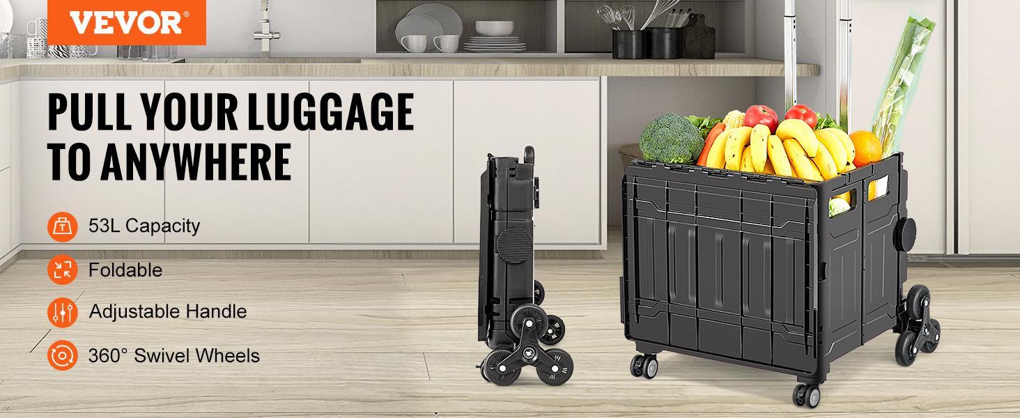 VEVOR Foldable Stair Climbing Foldable Shopping Cart, TikTokShopBlackFriday, 155 lbs Collapsible Teacher Cart, Portable Rolling Crate Handcart with Telescoping Handle & Lid, Foldable Grocery Cart Utility Cart Multipurpose VEVOR Foldable Stair Climbing Foldable Shopping Cart, TikTokShopBlackFriday, 155 lbs Collapsible Teacher Cart, Portable Rolling Crate Handcart with Telescoping Handle & Lid, Foldable Grocery Cart Utility Cart Multipurpose