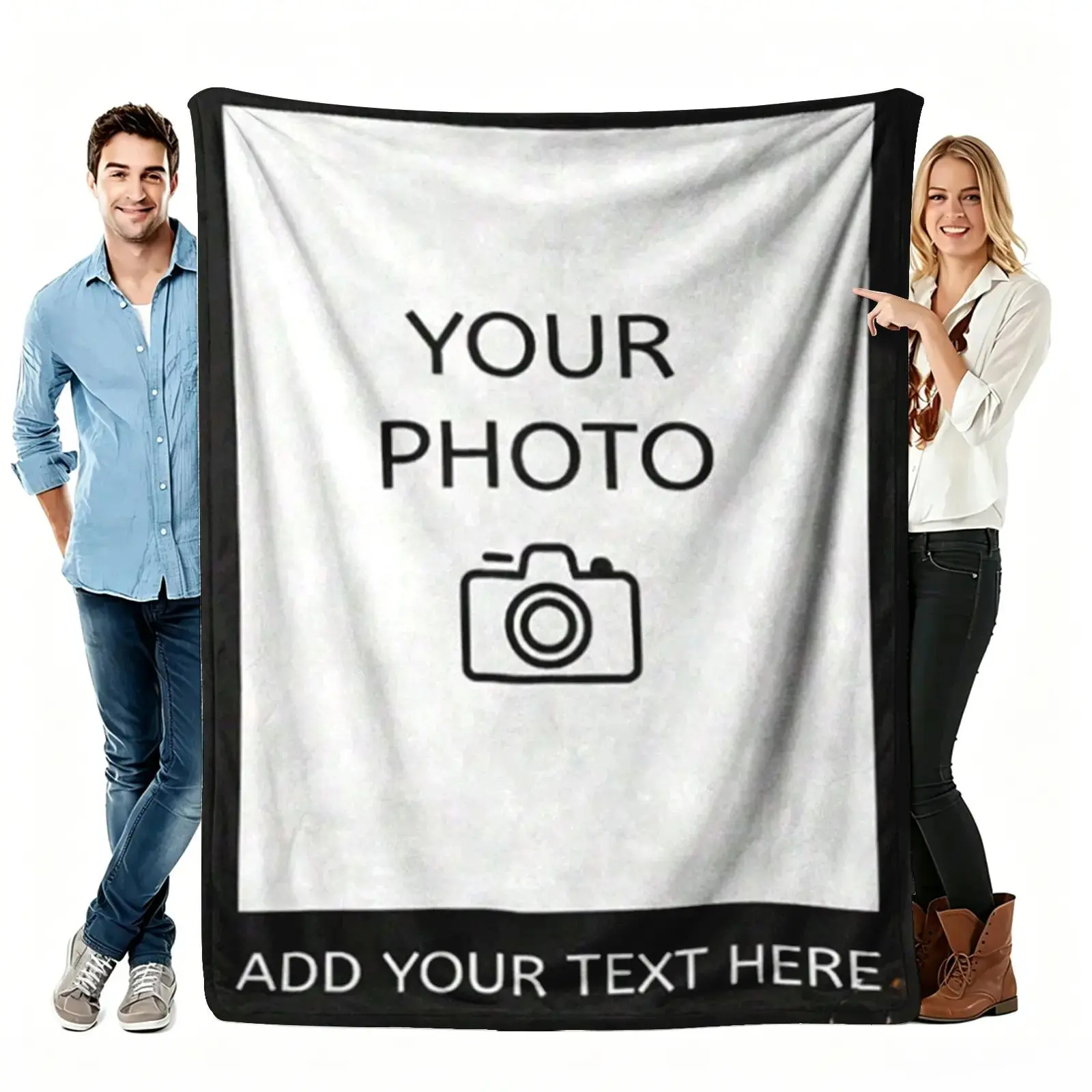 Personalized Flannel Fabric Throw Blanket - Custom Photo, Text & Name Keepsake, Multi-Size, Meaningful Gift for Loved Ones, Ideal for Family Sofas & Memory-Filled Bedrooms