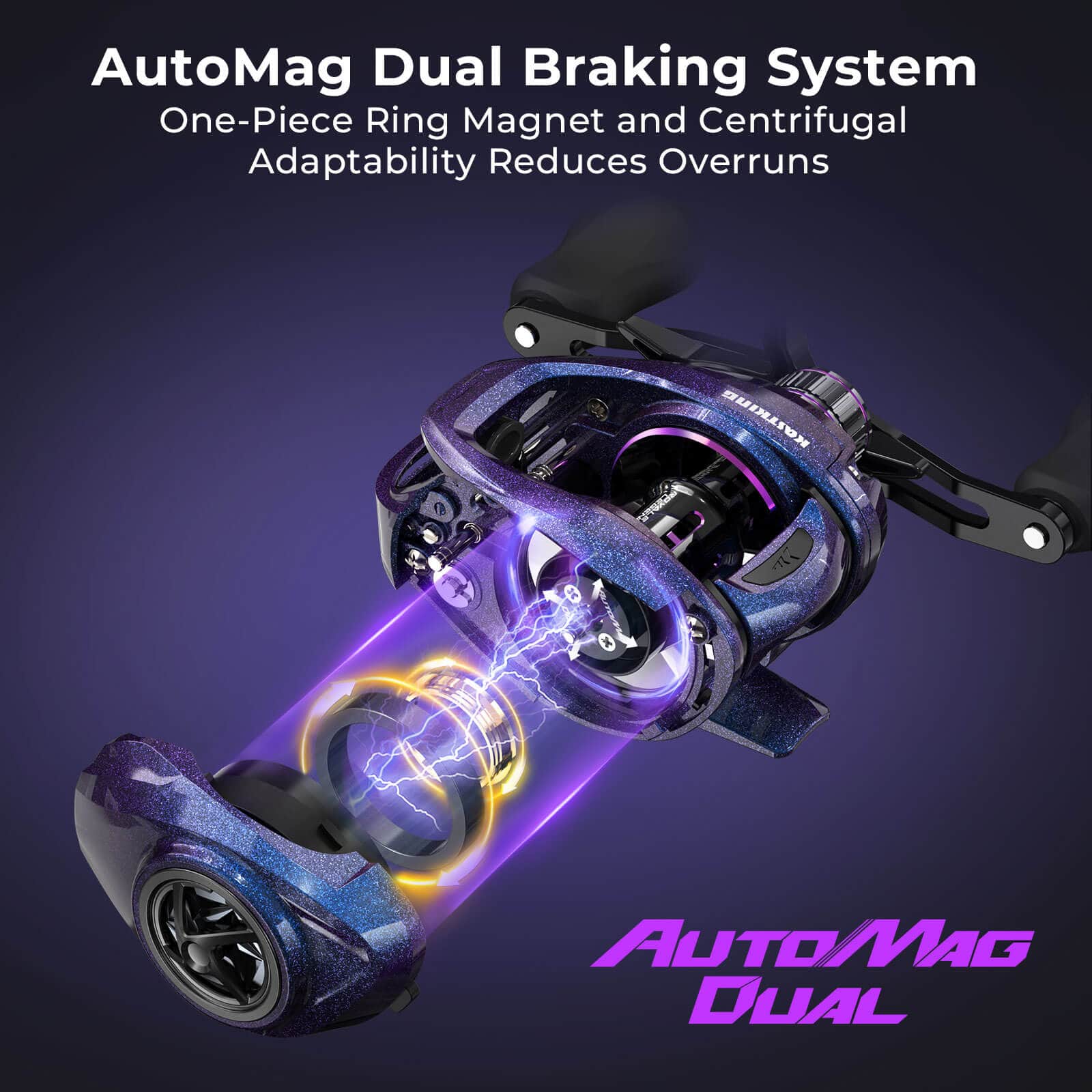 KastKing Royale Legend Pro Baitcasting Reels - AutoMag Dual Braking System Fishing Reel, Arch Resistance Control, 16 Lbs Carbon Drag, 5.5oz Lightweight, 8.0:1 Gear Ratio, 11 + 1 Stainless Steel BB