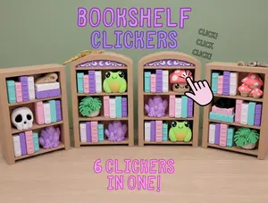 3D Printed Large Bookshelf Six Clickers Fidget