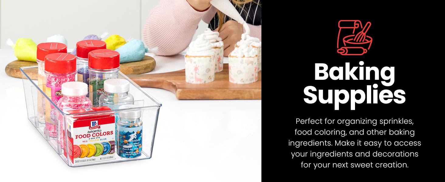 8 Pcs Clear Pantry Organizer Bins - Fridge Organizer with 3 Removable Dividers, Ideal for Kitchen, Pantry, Refrigerator, Freezer, and Snack Storage Clear Organizer Bins Fridge Organizer Bins Clear Kitchen Cabinet Organizer Bins  Snack Drink Organizer 1.1