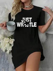 Just Wrestle Funny Wrestling Wrestler Women Casual Dress
