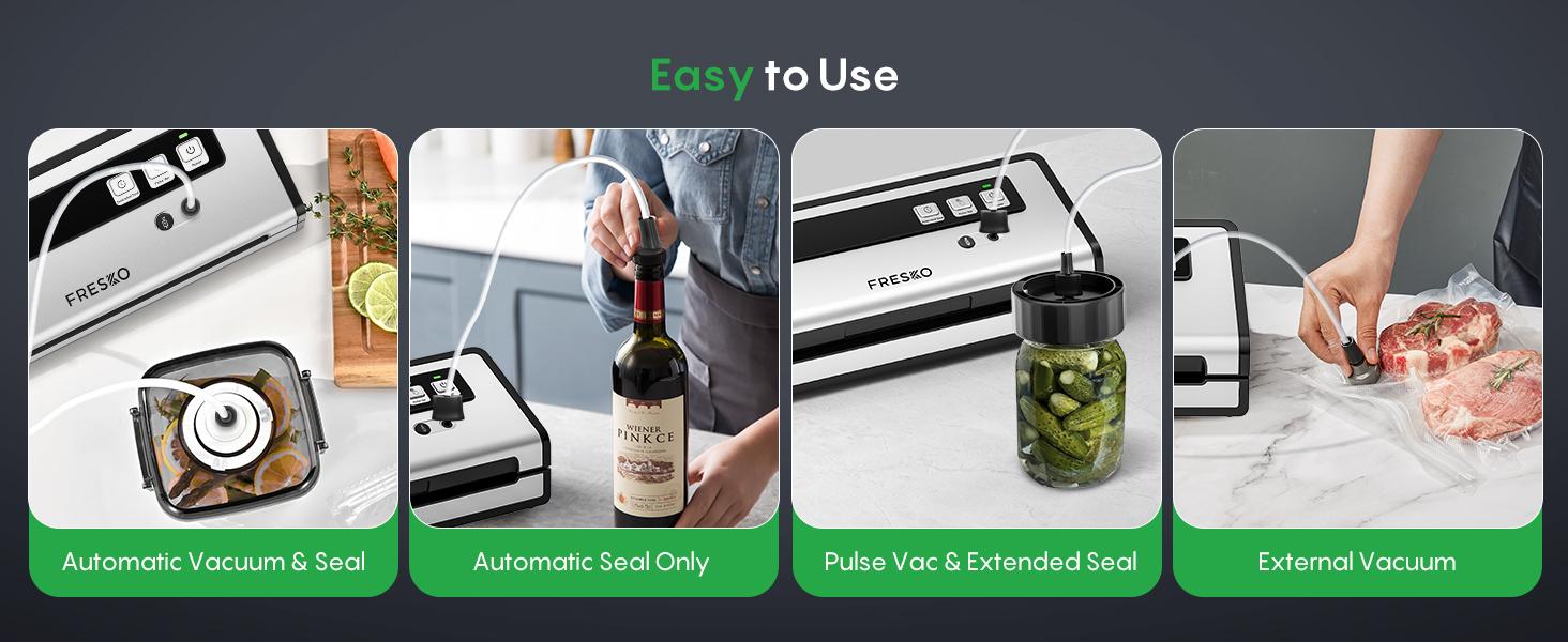 FRESKO AutoMax V2 Compact Vacuum Sealer Machine, Automatic Food Saver with Double Heat Seal, Includes Bags & Starter Kit