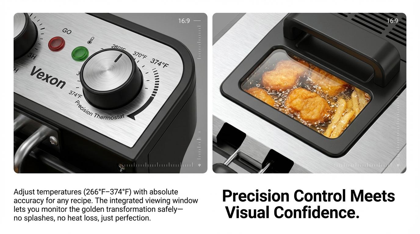 VEXON 5L Extra Large Deep Fryer with 3 Baskets – Family-Size 1800W High-Heat Frying, 21-Cup Capacity, Easy Clean, Perfect Gift for Home Cooking & Family Meals VEXON 5L Extra Large Deep Fryer with 3 Baskets – Family-Size 1800W High-Heat Frying, 21-Cup Capacity, Easy Clean, Perfect Gift for Home Cooking & Family Meals