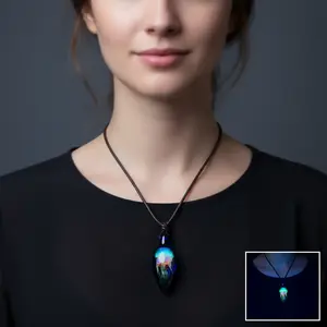 UV Reactive Jellyfish Pendant-Lampwork Glass, handblown, master crafted, necklace, spirit glass