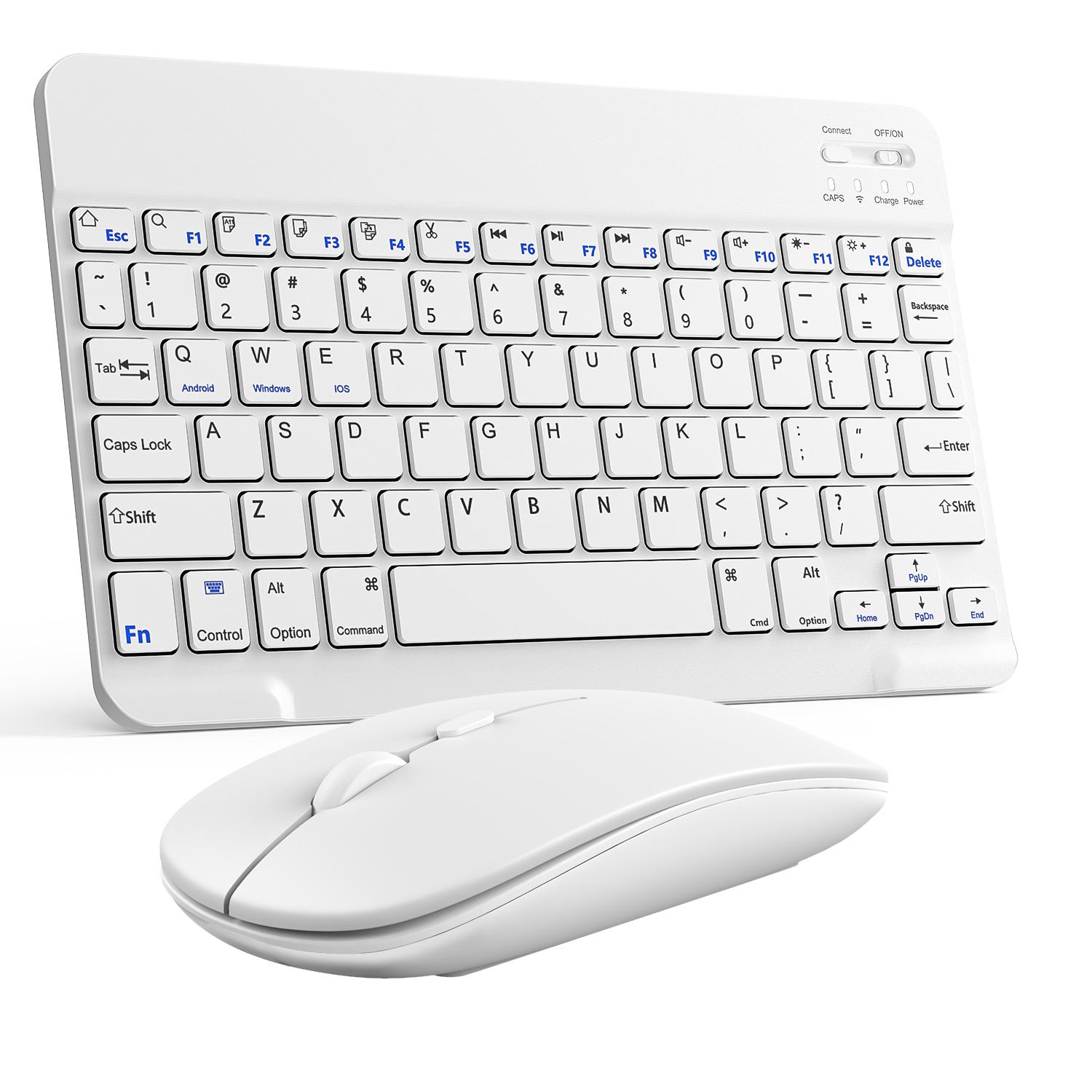 Quiet Wireless Bluetooth Keyboard & Mouse Combo, Rechargeable Slim Silent Keyboard, Single Mode Bluetooth Mouse, Compatible with iOS Android Windows Laptops Tablets Computers, Ideal for Home Office & Back-to-School Gift for Men Women