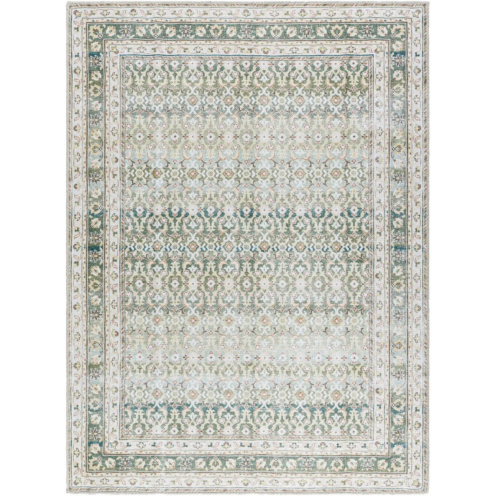 Our PNW Home x Livabliss Rainier Traditional Green Machine Washable Rug