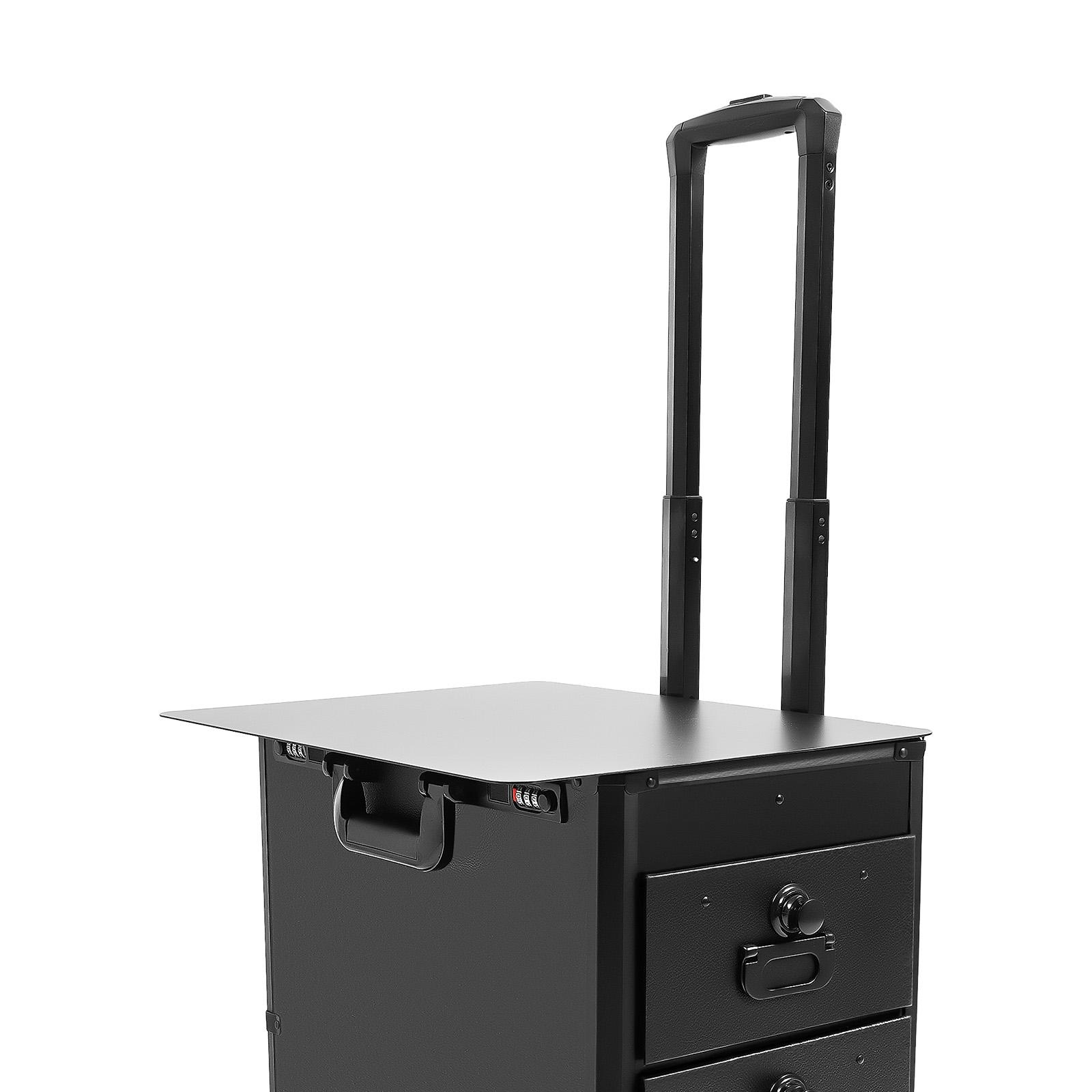 CNCEST Professional Rolling Makeup Case - 3-Drawer Travel Cosmetic Bag, 44lbs Capacity, Retractable Handle, Smooth Lines, Wheels, Combination Lock, Cosmetics Organizer for Hairstylists, Travel