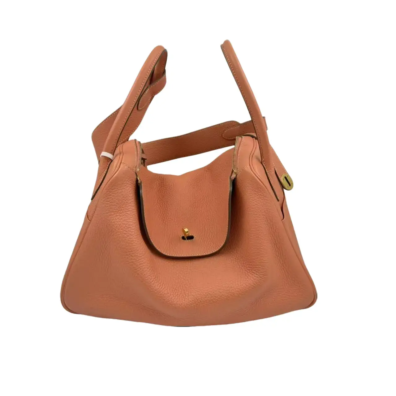 Pre-owned HERMÈS hz8 Coral Orange Lindy 34 Shoulder Bag 71249