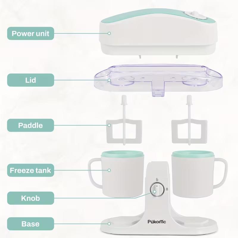 1L Dual-Bowl Ice Cream Maker  – CreamyDelight , Effortless Homemade Ice Cream, Frozen Yogurt & Smoothies, Easy-Clean Detachable Cups, Perfect Gift for Any Occasion.(“Please review the User Manual provided at the end of the description.”)