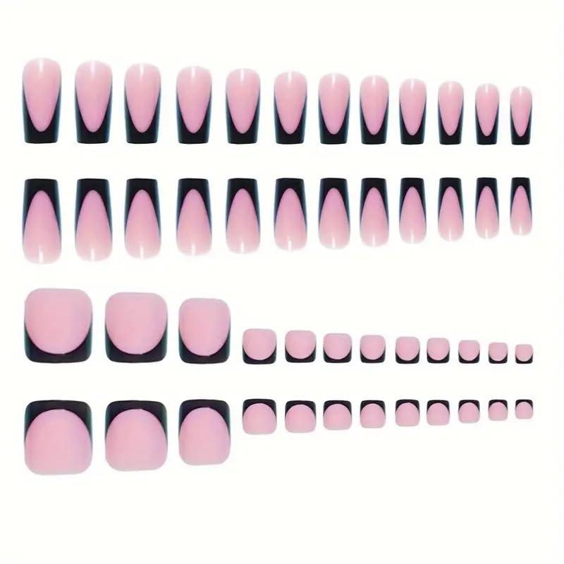 60 count Black French Tip Press on Nails & Press on Toenails Set, Square Press on Nails Medium Fake Nails Black French Press on Toenails Full Cover Stick on Press ons for Women 60 count Black French Tip Press on Nails & Press on Toenails Set, Square Press on Nails Medium Fake Nails Black French Press on Toenails Full Cover Stick on Press ons for Women
