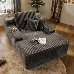 67" Oversized Chaise Lounge Chair Indoor,Boneless Sleeper Sofa Couch Bed with 3 Pillows Pillows&Wide Armrests,Fluffy Comfy Cloud Couch,Compression Foam Couch for Living Room,Bedroom