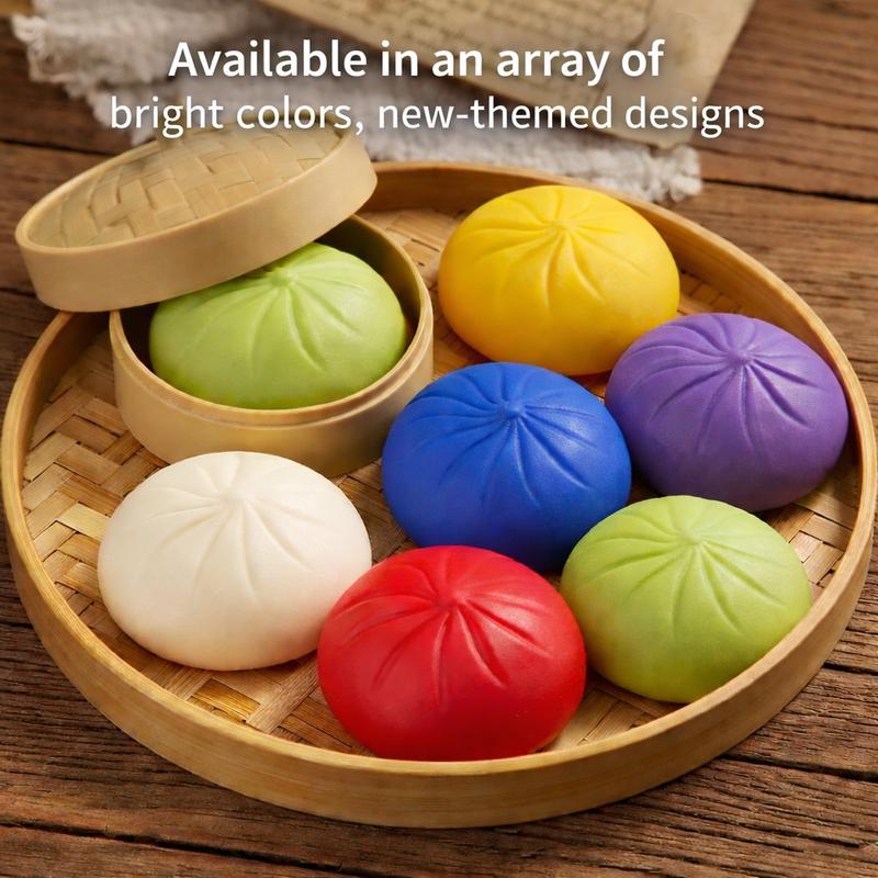 Dumpling Squishy – Mystery Bun Fidget Toy Soft TPR Material 3.35" x 2.17" Stress Relief Fun Unboxing Surprise Design Varies | Sweet Valentine & Easter Surprise