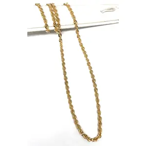 14k Solid Gold Yellow Rope Chain 20-24 inches 3-3.3mm (Semi-Hollow Style)