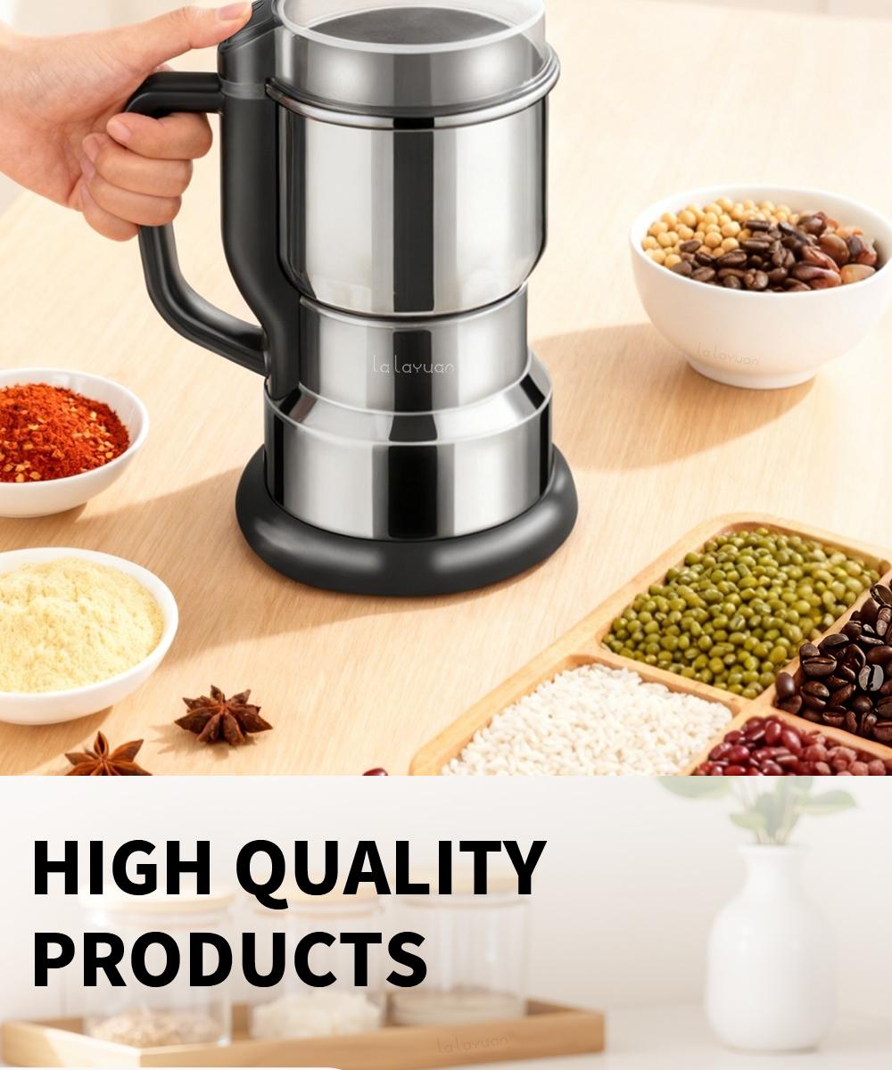Electric Coffee Grinder Multifunctional Coffee Bean SpiceBeans Vanilla Stainless Steel Mixer 300W High PowerCrusher coffee grinder Electric Coffee Stainless SteelMeasuring Pitcher with Lid Espresso Distribution Tool withStand fast grind