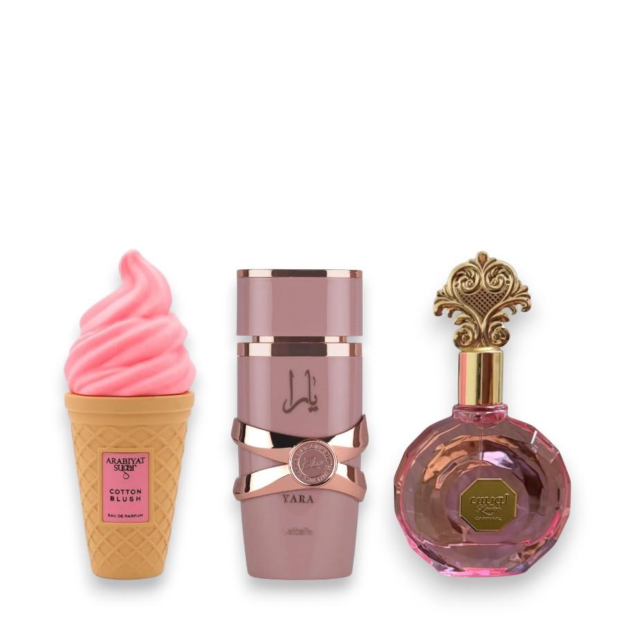 Ro's Beauty Queen Bundle | Cotton Blush + Yara Elixir + Louise Carnival | Eau De Parfum | Lychee - Vanilla & Floral Notes Ro's Beauty Queen Bundle | Cotton Blush + Yara Elixir + Louise Carnival | Eau De Parfum | Lychee - Vanilla & Floral Notes