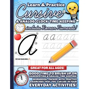 Cursive Handwriting & Analog Clock Workbook
