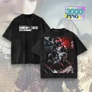 Rainbow Six Siege Hoodie & T-Shirt Year 4 Squad Graphic, Vintage Acid Wash Apparel, Tactical FPS Game Merch, Operator Action Pullover, Unisex Cotton Top