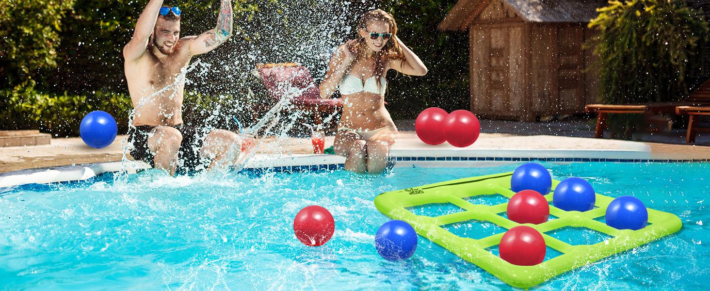 Pool Toys Games Set, Tic-Tac-Toe Inflatable Pool Toy with 10 Balls - Pool Games for Adults Teens Kids 2-10 Players - Pool Party Decorations Poolside Fun Pool Toys Games Set, Tic-Tac-Toe Inflatable Pool Toy with 10 Balls - Pool Games for Adults Teens Kids 2-10 Players - Pool Party Decorations Poolside Fun