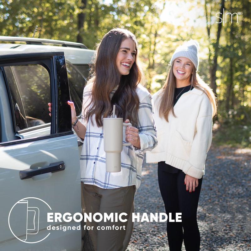 Simple Modern 40oz Trek Tumbler with Handle and Straw Lid - Vacuum Insulated Stainless Steel, Reusable, Cupholder Friendly