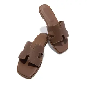 Elara Flat Slip On Sandals - Taupe