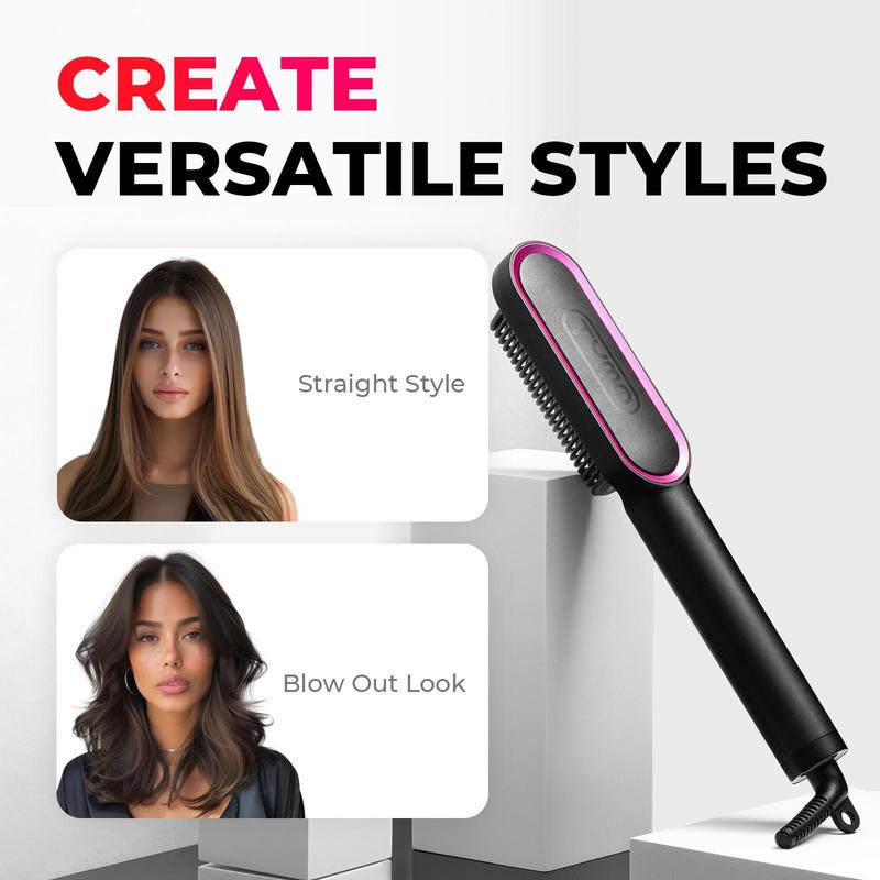 TYMO RING - Hair Straightener Comb, Styling Tool for Frizz-Free Hair, Straightening Brush with Ceramic Coating, Fast Heat-Up, Springtok, Comfort