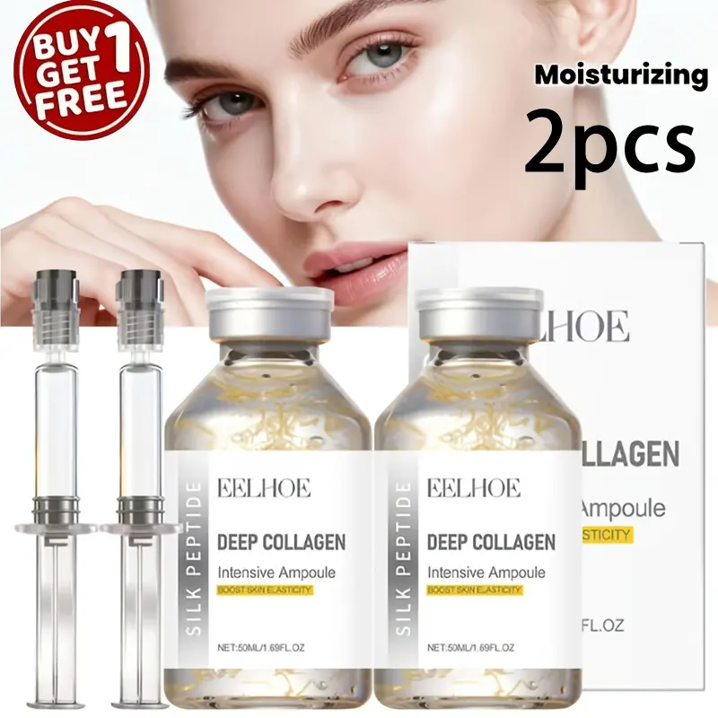 2 Pcs Korean Peptide Firming Facial Ampoule Serum, Facial Serums Set, with Collagen & 30-Peptide Complex, Sculpts Facial Contours, Improves Skin Texture for Smooth Elastic Skin, 72H Hydration, 50ml × 2, Ideal Gift, Suitable for All Skin Types