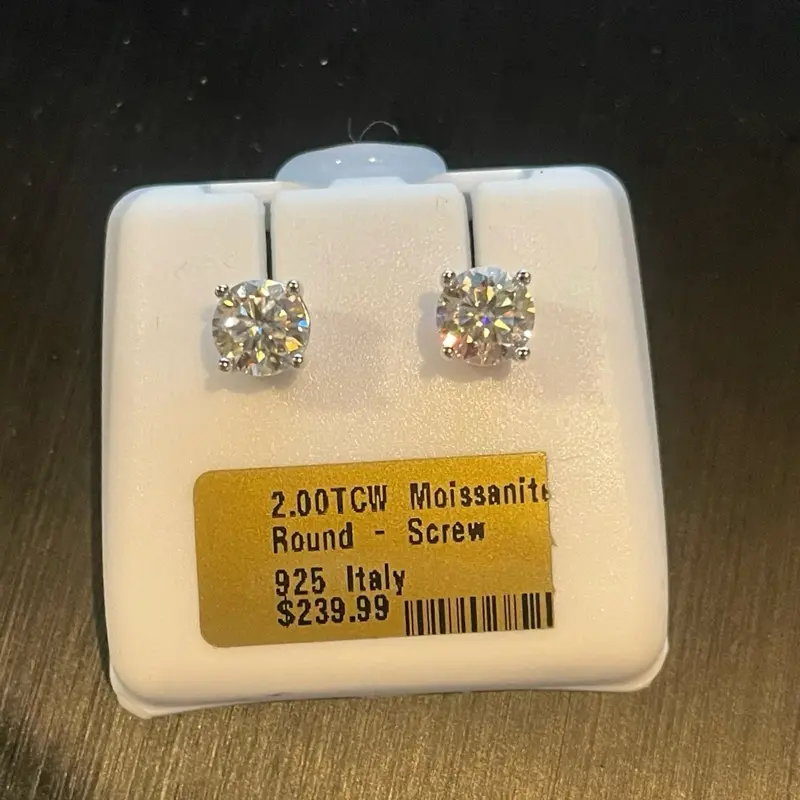 Artificial Moissanite Earrings, 2.00 TCW Round Brilliant Studs in 925 Sterling Silver with Screw Backs, VVS1 Shining Jewelry for Daily Wear, Earrings Jewelry, Shining Earrings