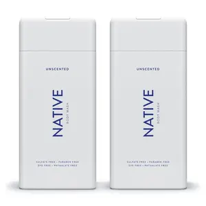Native Body Wash for Men & Women, Seasonal | Sulfate, Paraben, and Dye Free, with Naturally Derived Clean Ingredients Leaving Skin Soft and Hydrating, Unscented 18 oz - 2 Pk