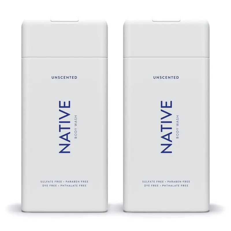 Native Body Wash for Men & Women, Seasonal | Sulfate, Paraben, and Dye Free, with Naturally Derived Clean Ingredients Leaving Skin Soft and Hydrating, Unscented 18 oz - 2 Pk