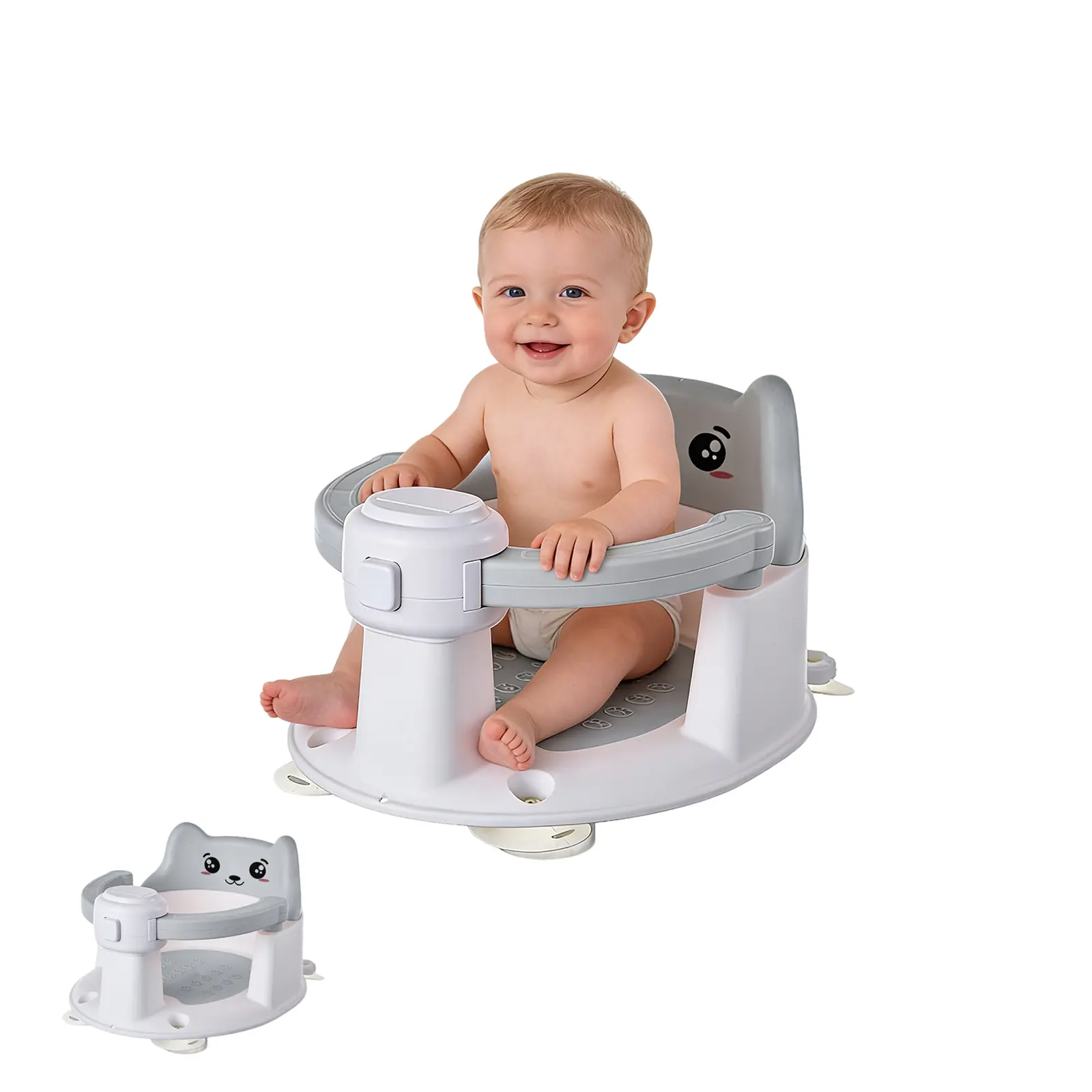 Infant Bath Seat - Non-Slip Sit-Up Support with Suction Cups, Ergonomic Backrest & Quick-Release Armrests, Safe Bathing Chair for 6-24 Months, Essential Shower Gadget for New Parents at Home & Travel open design Compact Toddler, Comfortable & Enjoyable Ba