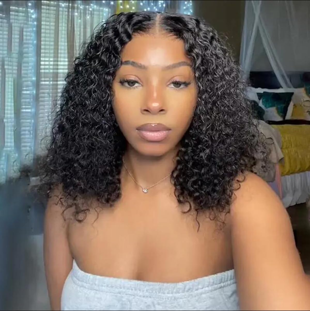 Wear and Go Glueless Wigs Human Hair Pre Plucked Pre Cut Deep Wave Curly Bob Wig Human Hair Glueless 180% Density Short Curly Bob Wigs Upgraded No Glue 4x4 Lace Closure Wig for Black Women