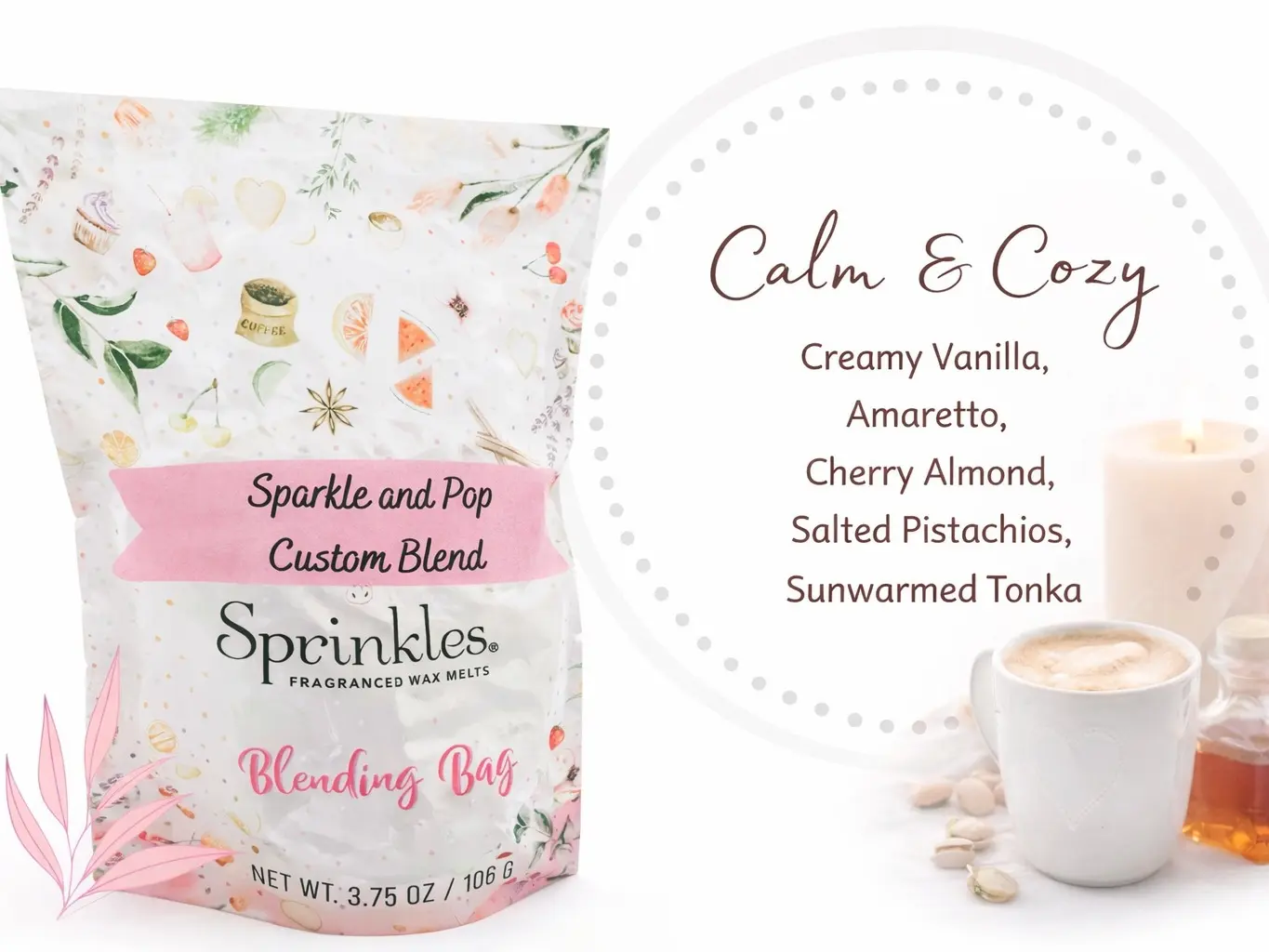 Pink Zebra Wax Melts Custom Blend- Calm and Cozy- 3.75 Oz Bag