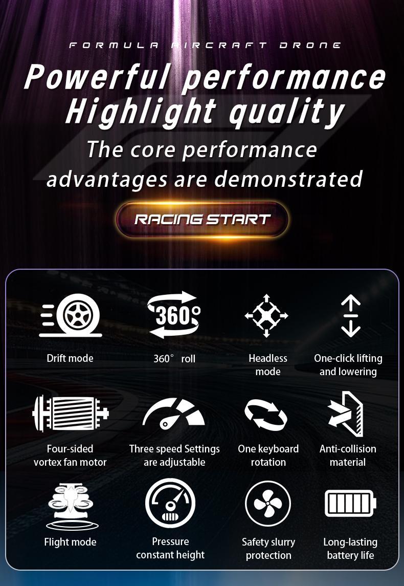 Remote-controlled car and plane combo, 360-degree drift tires, land and air capable, one-touch lift, impact-resistant materials, three adjustable speeds, perfect gift for boys and girls