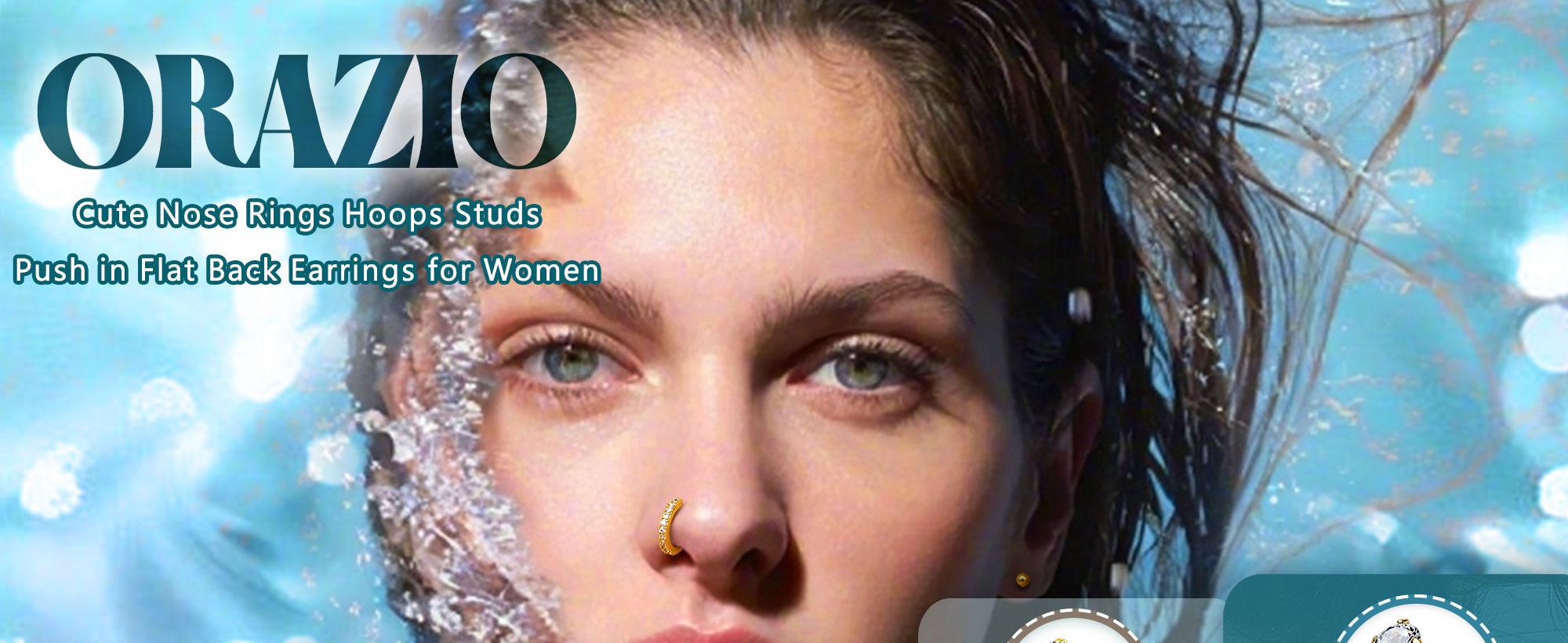 ORAZIO 14K Gold Filled Nose Rings Studs Hoops for Women Men 20G 18G Hypoallergenic Surgical Steel Threadless CZ Piercing Jewelry Set ORAZIO 14K Gold Filled Nose Rings Studs Hoops for Women Men 20G 18G Hypoallergenic Surgical Steel Threadless CZ Piercing Jewelry Set