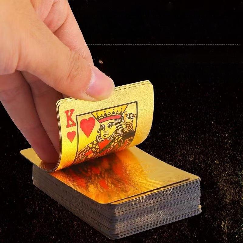 Premium Waterproof Plastic PET Poker Cards - Perfect For Family Game Nights & Parties (Black & Golden）Christmas Gift Christmas