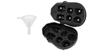 VEVOR Skull Ice Cube Tray, TikTokShopBlackFriday, 6-Grid Skull Ice Ball Maker, Flexible Black Silicone Ice Tray with Lid & Funnel, Skull Ice Cubes in 3 Distinct Patterns for Beverages & Chocolates on Parties & Holidays