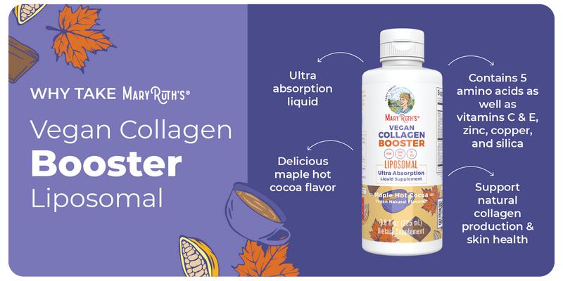 MaryRuth's Vegan Collagen Booster Liposomal - With Vitamin C, Vitamin E, Zinc, Copper & Silica - Skin Care & Joint Support - Vegan - 30 Servings