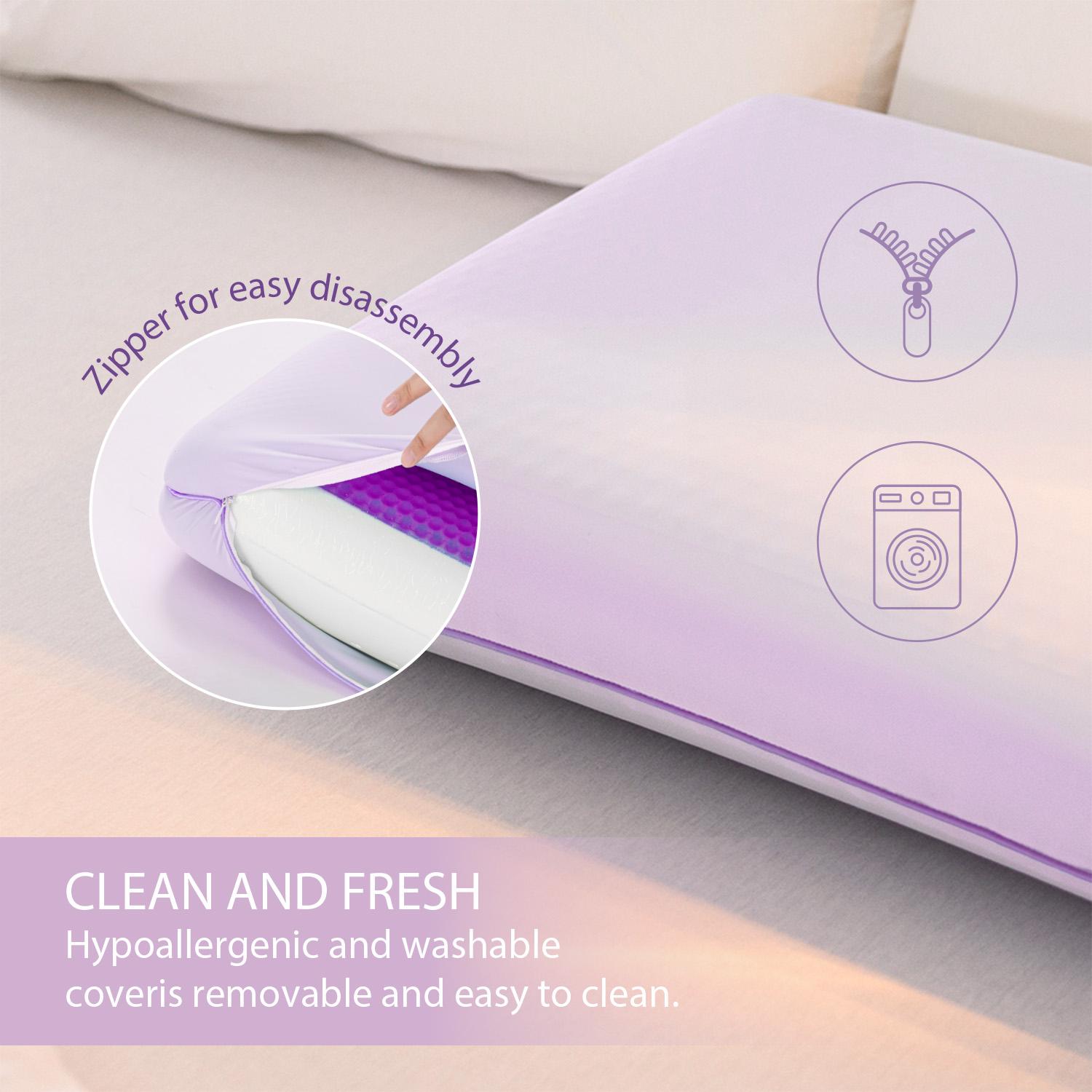 EGO Cooling Gel Pillow with Memory Foam, 1 Count, 26X16 Inches, Soft, Removable & Machine Washable Cover, Queen Size