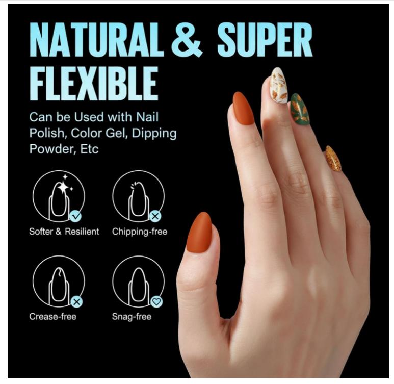 TOMICCA Short Almond Nail Tips, 240Pcs Half Matte Soft Acrylic Nail Tips, 12 Sizes Pre-Shaped Acrylic Nails Full Cover False Nails Almond Press on Nails Short Fake Nails for Extension Nail