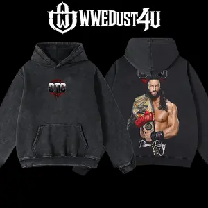 WWEDust4U Retro Vintage Limited Edition Roman Reigns "OTC" Tribal Chief Hoodie 100% Cotton Blend Pre-washed for Softness Classic Menswear Oversized
